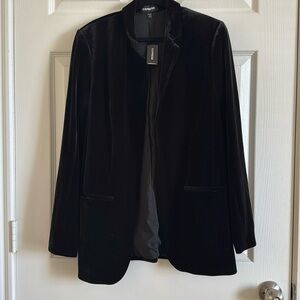Faux velvet blazer
